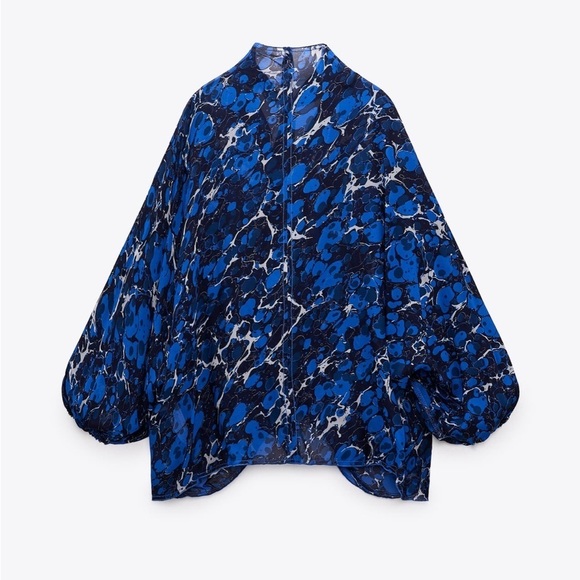 Zara printed blouse with bow size extra large - Picture 4 of 10